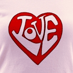 Fun t-shirts - Women's colored ringer tee - retro love heart.
