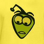 Fun t-shirts - men's yellow alien face t-shirt.