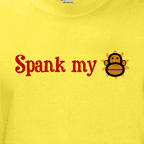 Funny tee shirts - Men's yellow Spank My Monkey t-shirt.