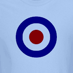 Graphic target bullseye , men's light colored t-shirt.