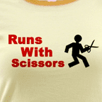 Runs with Scissors, colored ringer tee.