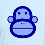 Blue monkey face, womens colored t-shirt.