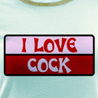 Rude t-shirts - womens colored I Love Cock ringer tee.
