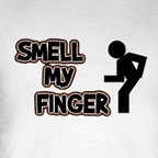 Offensive t-shirts - Smell My Finger, men's white t-shirt.