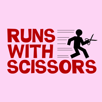 Runs With Scissors t-shirt, an update of one of our earlier designs.