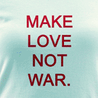 Vintage style t-shirts, womens make love not war colored t-shirts.