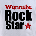 Wannabe Rock Star t-shirts, mens white t-shirt.
